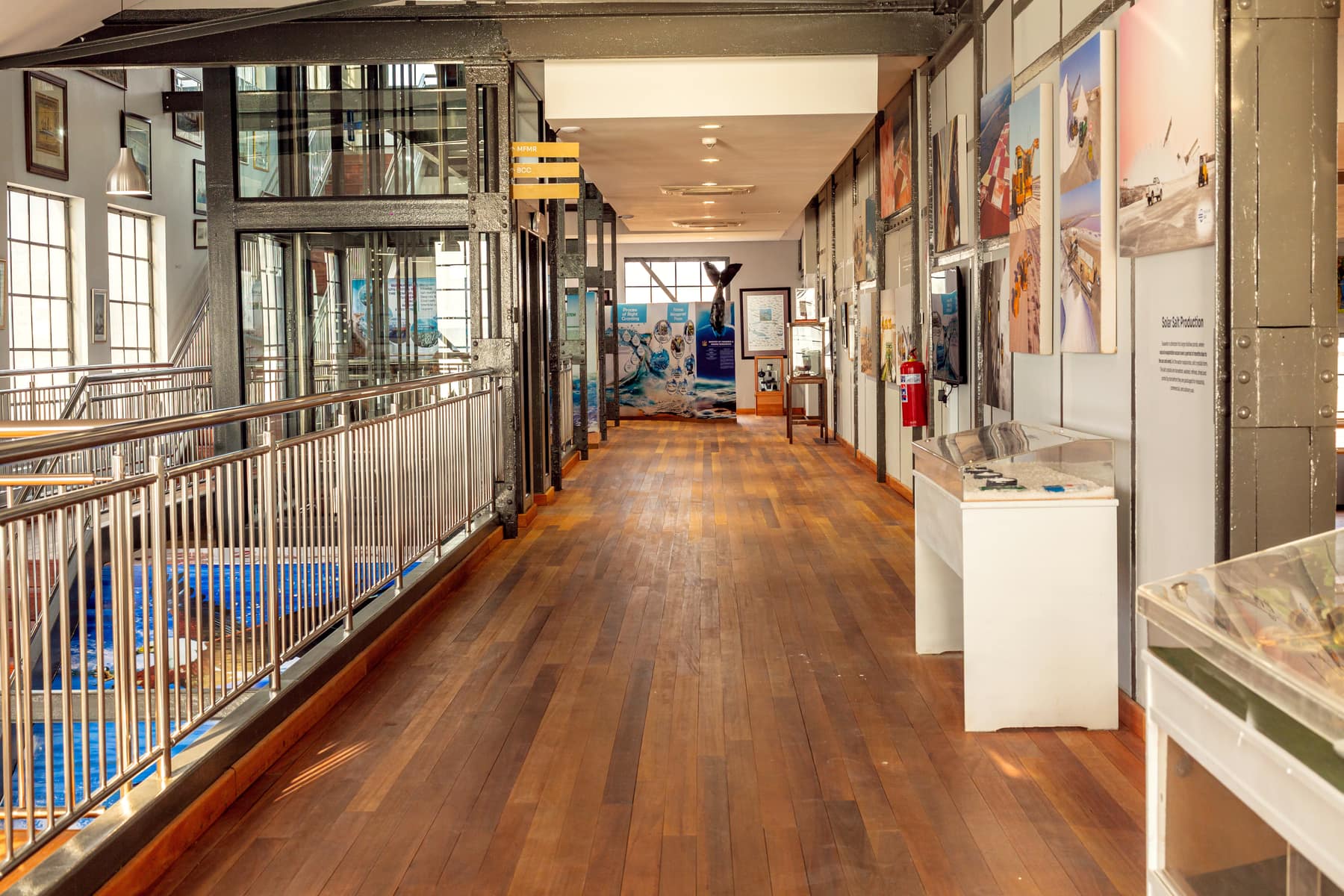 Upper gallery of the Namibia Maritime Museum, lit along its full length